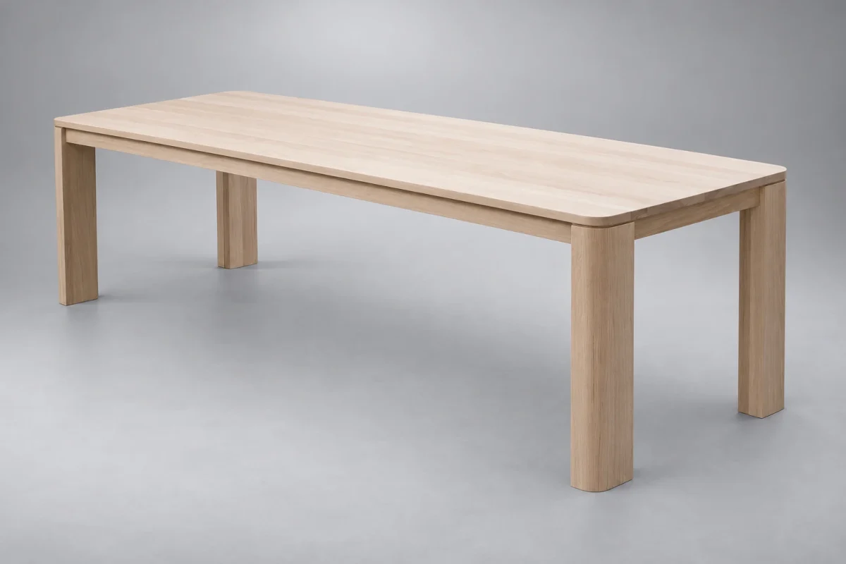 Custom 1066 dining table on a silver studio background