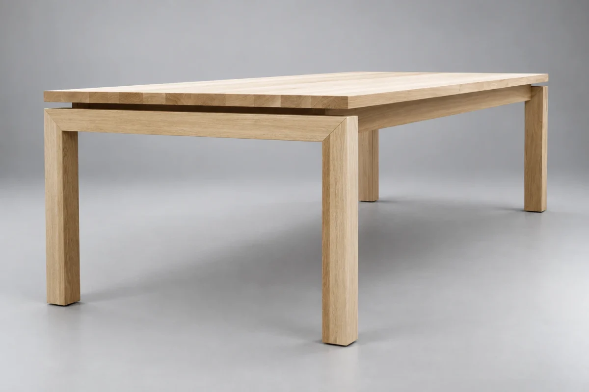 Custom 728 dining table on a silver studio background