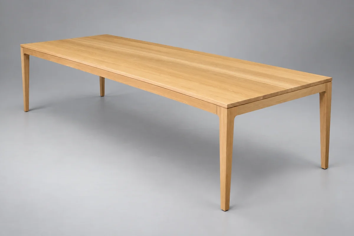 Custom 560 dining table on a silver studio background