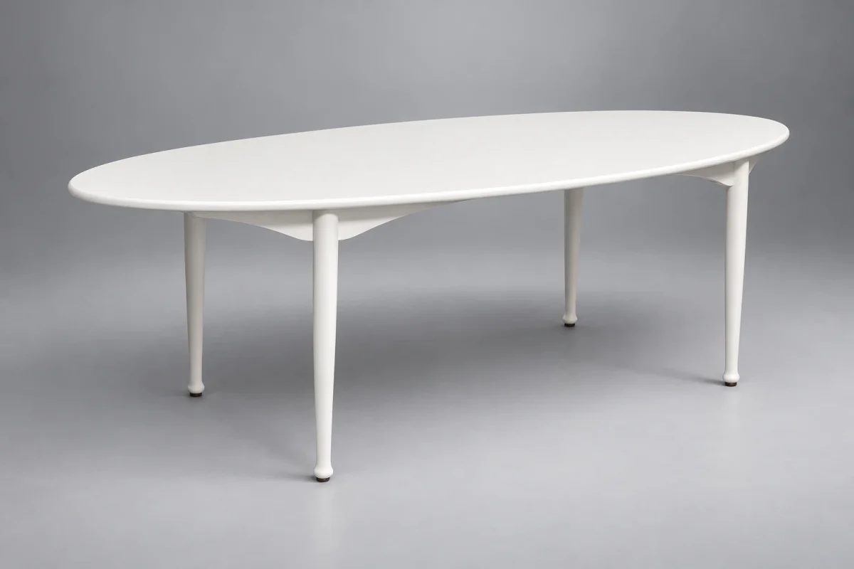 Custom 878 dining table on a silver studio background