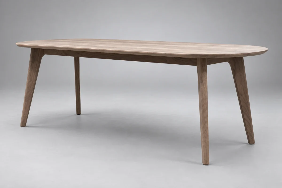 Custom 556 dining table on a silver studio background