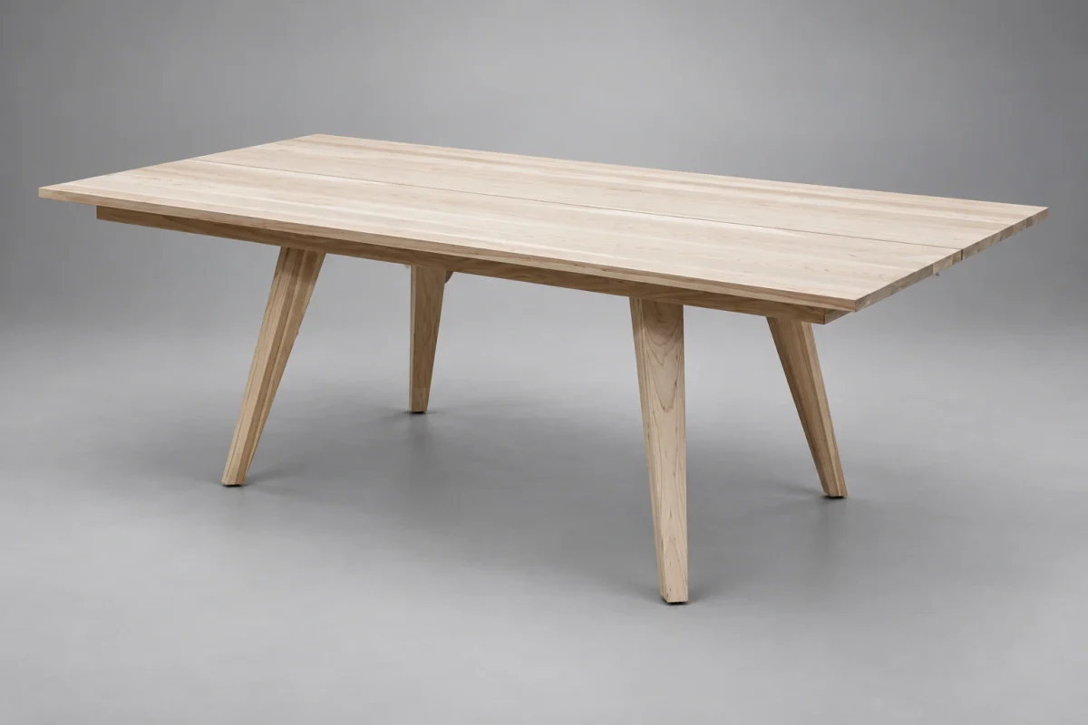 Custom 501 dining table on a silver studio background