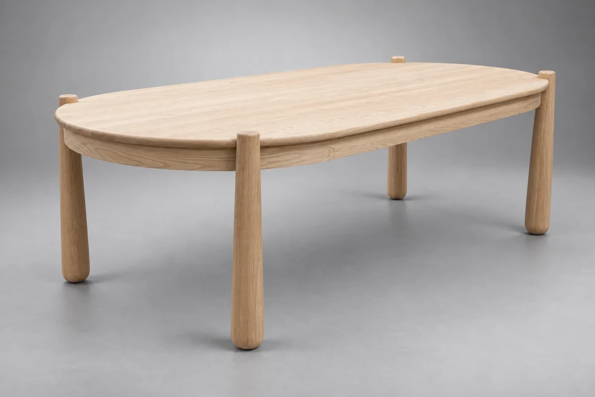 Custom 936 dining table on a silver studio background