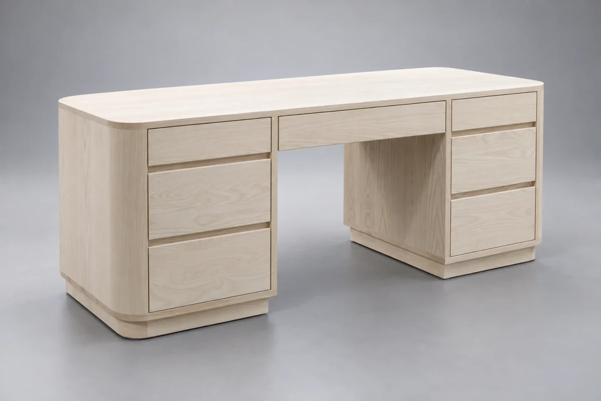 Custom TSB1350 Desk on a silver studio background